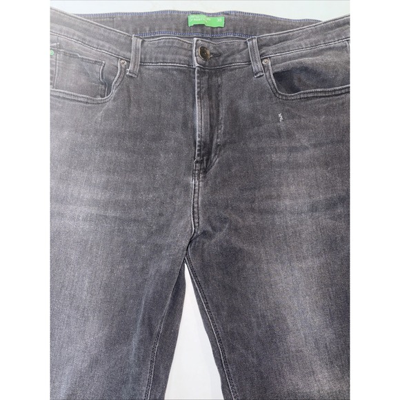 United Colors of Benetton Jeans Men's 38x30 Black Skinny Denim‎ Cotton Zip Fly - Picture 1 of 8